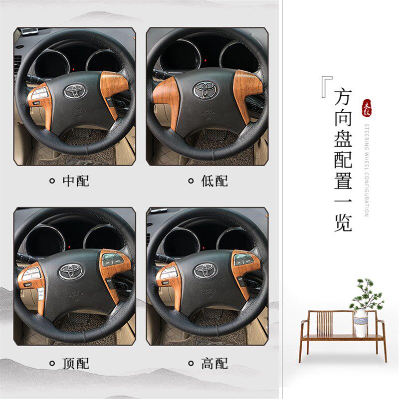 09-14老款汉兰达中控风口碳纤纹内饰/汉兰达方向盘面板桃木改装贴