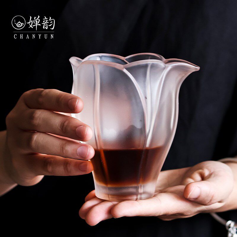 婵韵斋居心缘堂琉璃百合公道杯透明茶海景德镇小田月月茶具配件