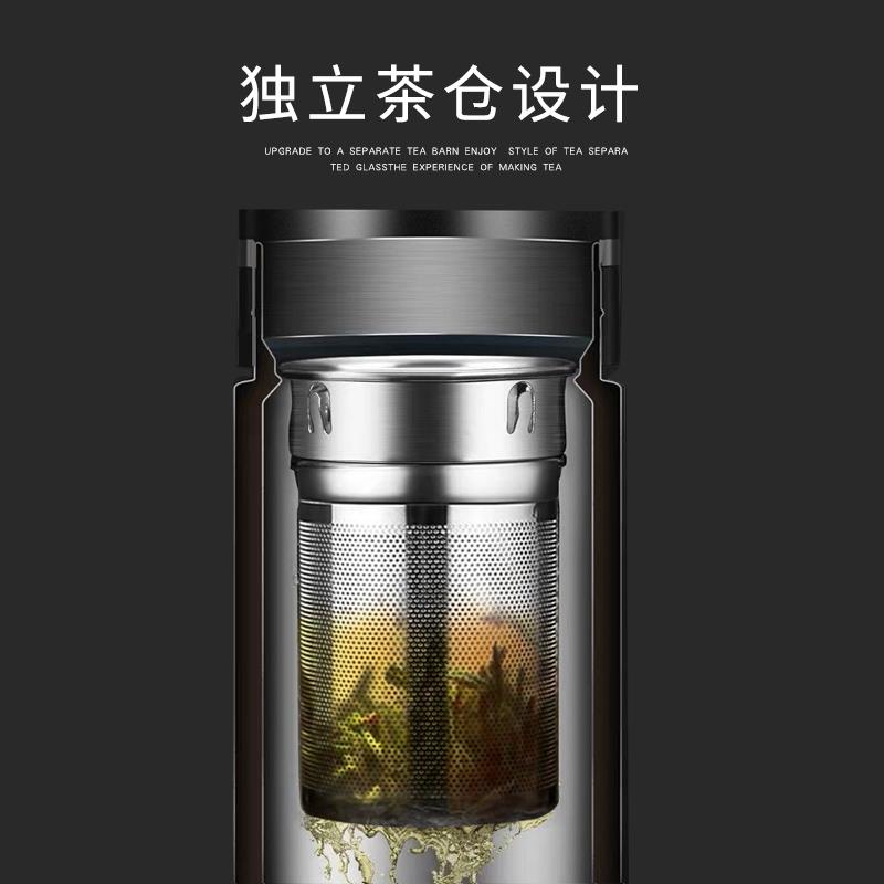 英国双层玻璃杯男高档透明水杯子隔热保温防摔水晶泡茶杯个人专用
