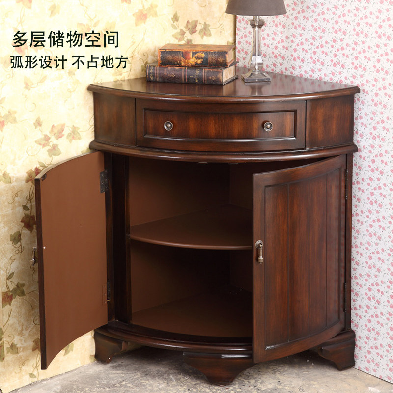 直角三角柜欧式实木墙角柜客厅卧室拐角柜转角柜弧形扇形储物边柜