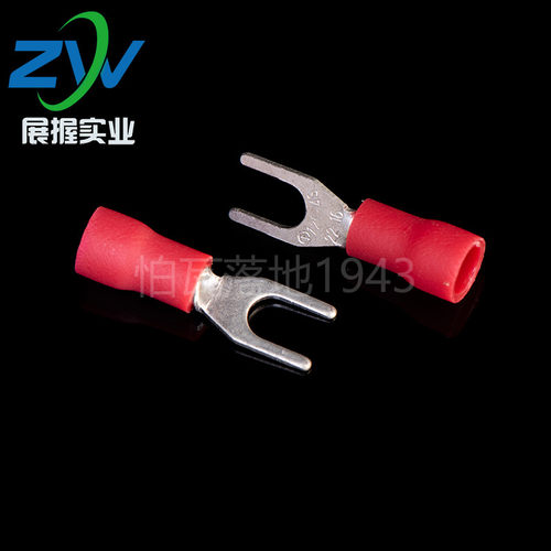 国标A级 SV1.25-4 紫铜叉形引进预绝缘端头冷压护套接线端子 一千
