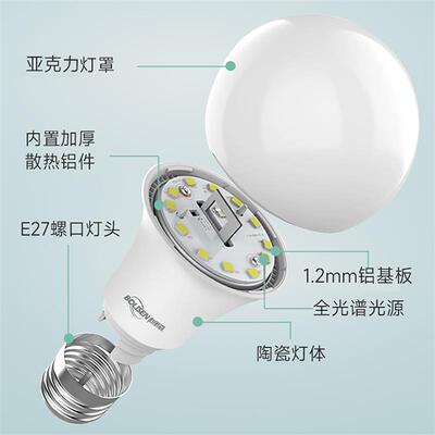 LED3500K5500K书桌餐厅高显全光谱无频闪E27螺口B22卡口护眼灯泡