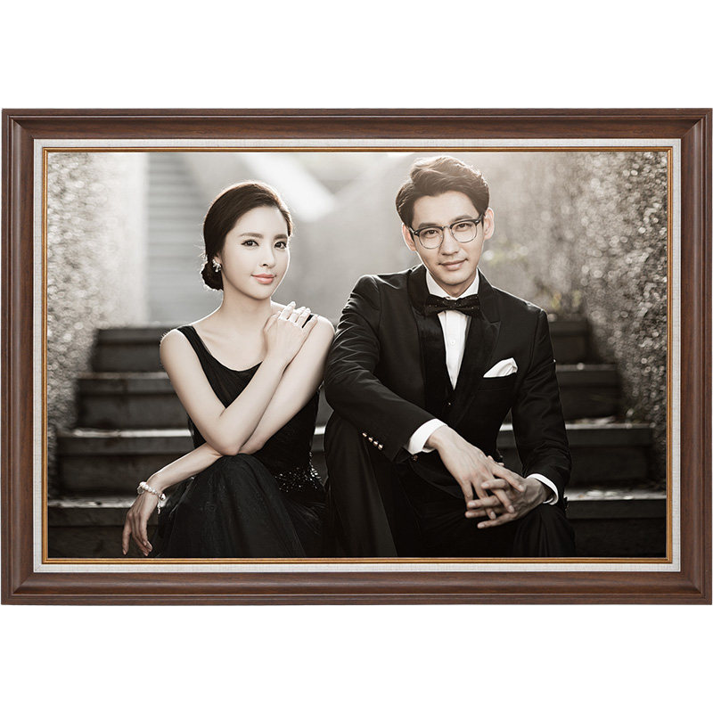 美式婚纱照大相框挂墙简约影楼结婚照放大照片冲印加相框36 48寸