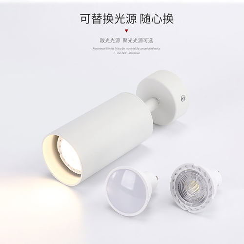 黑色led明装射灯7W可换光源灯泡吸顶背景墙壁画照画可调金色单灯
