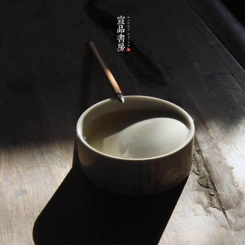 景德镇创意陶瓷墨盘毛笔书法笔舔墨碟 多功能适合舔笔仿古文房墨
