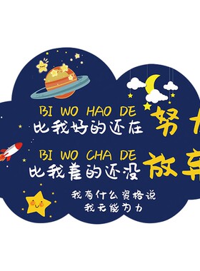 学生励志标语墙贴纸儿童学生学习激励挂画房间教室门牌装饰画挂牌