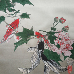 老秀馆蜀锦芙蓉锦鲤中国风特色礼品卷轴挂画送老外工艺品挂件礼物