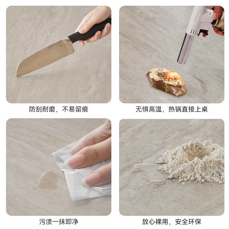 新款中古风实木圆形餐桌椅组合6人岩板圆桌带转盘白蜡木复古饭桌