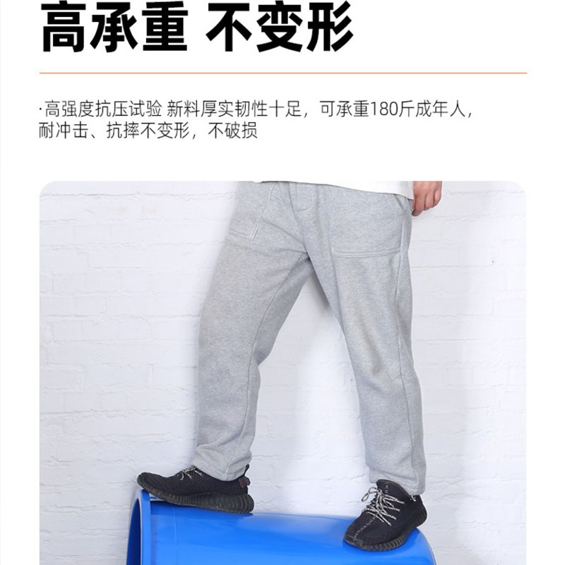 塑料圆形垃圾桶蓝色白色大容量物业环卫户外垃圾筒厨房带盖装水桶