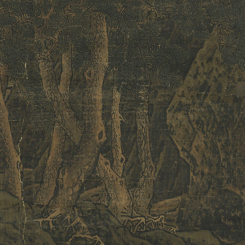 南宋李唐万壑松风图高清艺术微喷打印国画山水仿古画绢布宣纸画芯