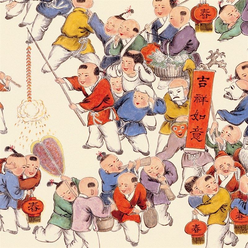新中式百子迎福图装饰画客厅背景墙横幅挂画老人大寿祝寿贺礼品画