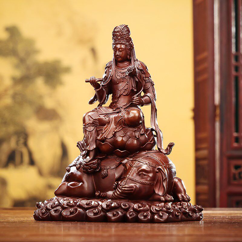 紫铜文殊普贤摆件掌心佛人物像家居车饰工艺品摆设