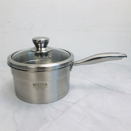 304不锈钢美发盖尔奶锅复合底单柄辅食小汤锅可加蒸屉蒸锅16/18cm
