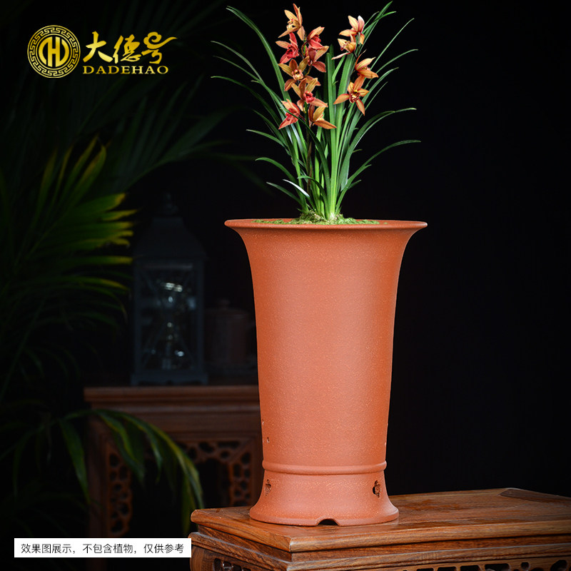 宜兴蕙兰紫砂兰花花盆陶瓷透气盆栽盆大号君子兰兰草兰花专用花盆