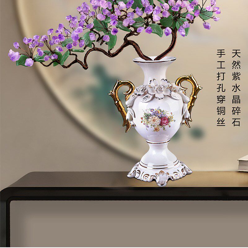 天然原石紫晶工艺品玉器客厅家居高档玉雕玉石玄关博古架水晶摆件