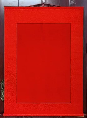 蓝色绿色绢布精装 堂单挂画装裱装饰画玄关书房 龙宫蓝底