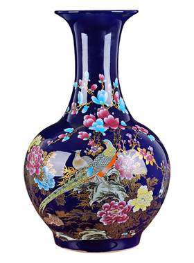 景德镇落地花瓶陶瓷器大号 新中式家居客厅插花装饰品电视柜摆件