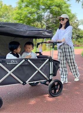 贝多象婴儿加长推车宝宝可坐可躺便携双胞二胎神器儿童双人营地车