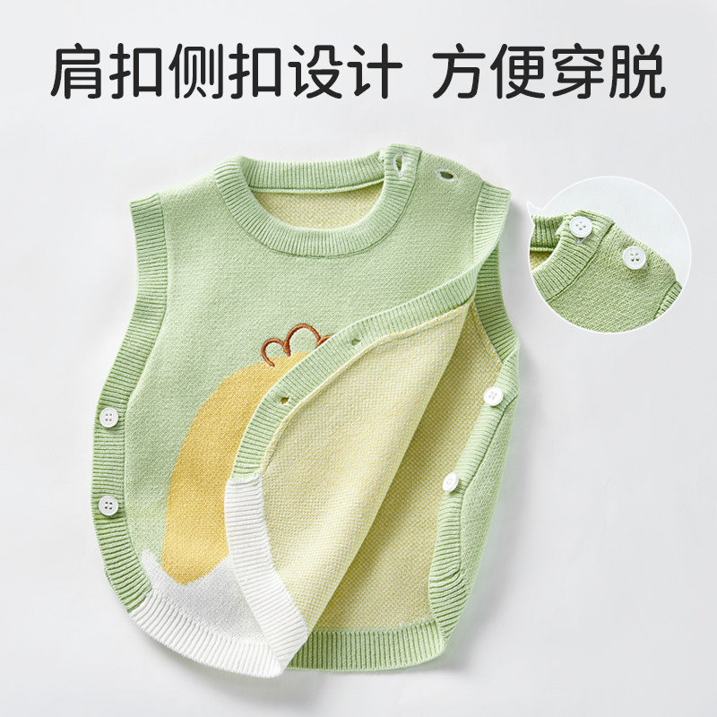 欧孕婴儿马甲儿童毛衣针织2023新款春秋外穿卡通男童女童宝宝背心