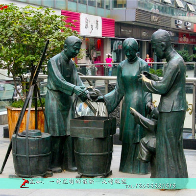 玻璃钢仿铜渔民雕塑户外广场铸铜打渔归来雕像铜雕渔民人像定制