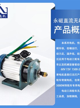 电动三轮车电机纯铜无刷中置大功率电动机60v72V1500w2000w3000W