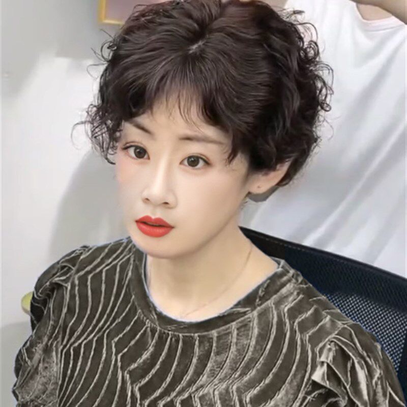 小函羊毛卷补发头顶补发片遮白发女士真发隐形无痕假刘海假发片