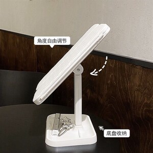 桌面台式轻奢美妆led化妆镜带灯收纳盒二合一折叠贝壳梳妆镜子女C