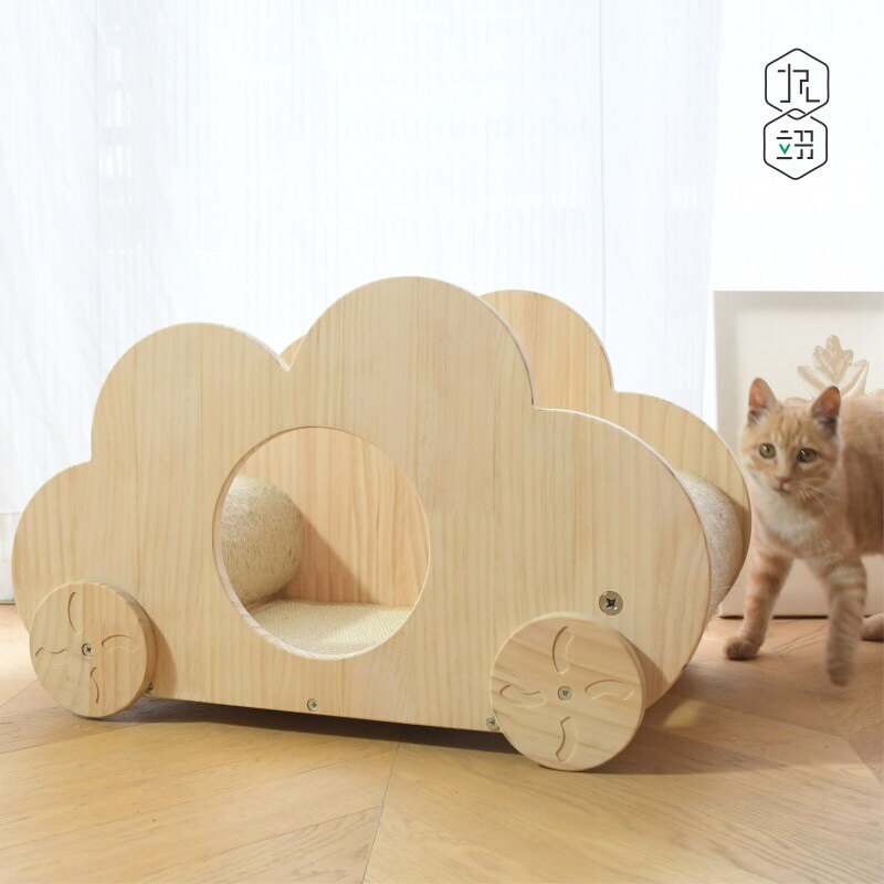 九翊云朵兔子实木猫窝猫抓柱猫床猫爬架麻绳松木