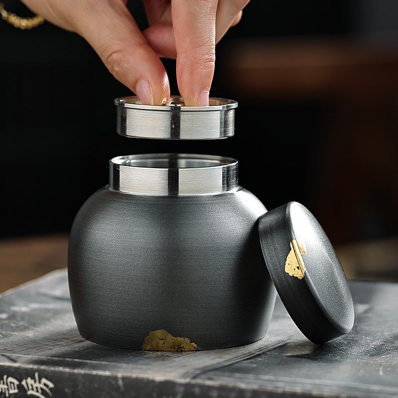 高纯度锡罐 迷你便捷锡茶叶罐存茶 点金心画小号茶仓密封散茶罐