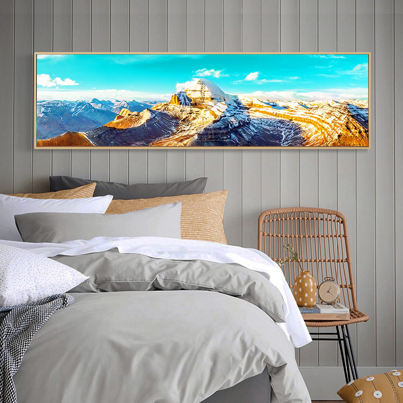 现在简约装饰画金山雪山冈仁波齐山床头挂画酒店民宿装饰画新中式