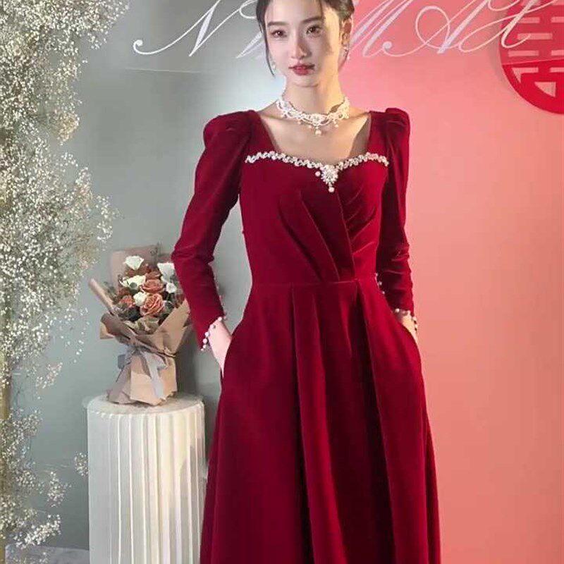 敬酒服大码胖mm2024新款秋冬季出阁宴200斤新娘礼服订婚结婚孕妇