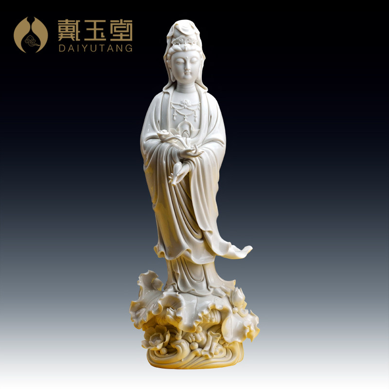 戴玉堂德化白瓷观音佛像站像南海观世音菩萨像陶瓷雕塑艺术佛摆件