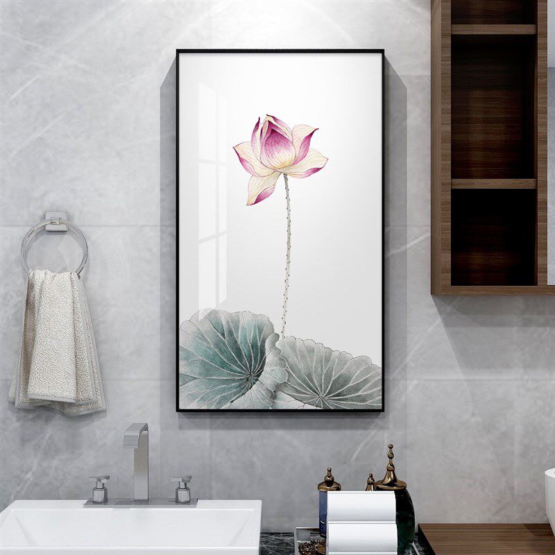 网红新中式浴室门口画防水卫生间挂画洗手间厕所装饰画免钉免打孔