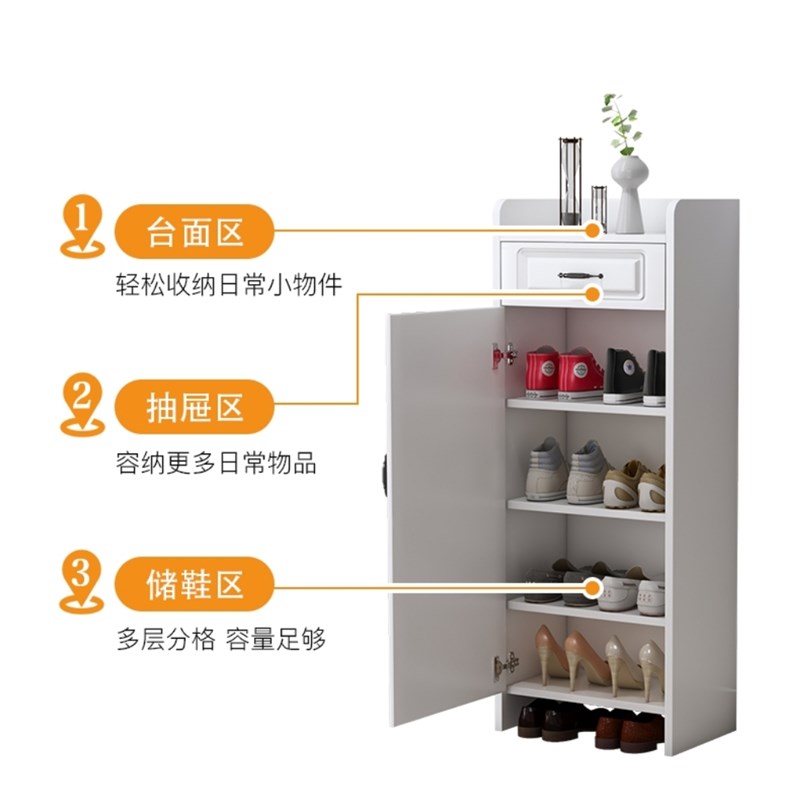 省空间超窄迷你鞋柜 玄关单门大容量鞋架 家用可左右开门