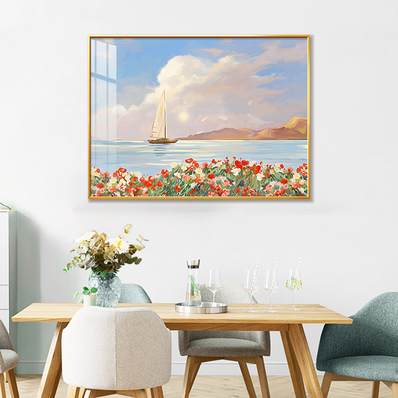 风景油画餐厅装饰画挂画轻奢高级感2026新款客厅背景墙壁画玄关画