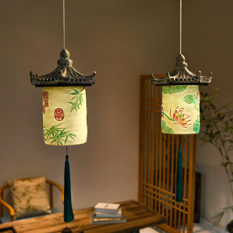 仿古茶室新中式复古装饰吊灯徽派古典中国风餐厅过道走廊禅意灯具