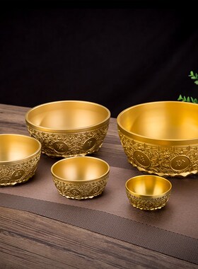 铜聚宝盆摆件家用客厅前台装饰品存钱罐财纯招铜制工艺品黄铜米缸