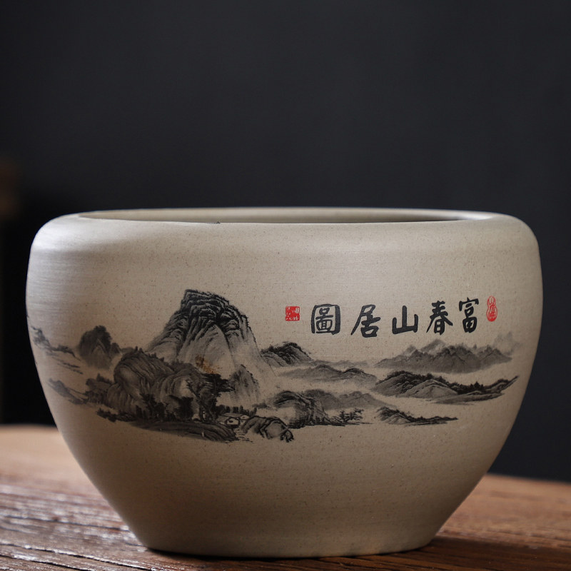 睡莲盆缸碗莲专用花盆陶瓷大号水养植物一叶莲荷花铜钱草水培花盆