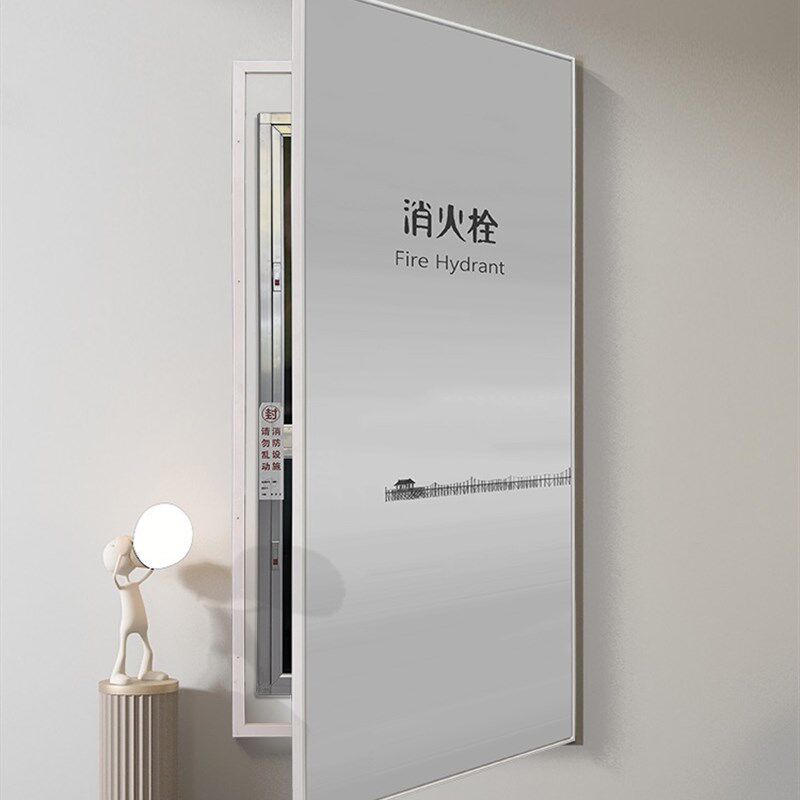 黑白灰工业风装饰画定制消防器材遮挡隐藏画意境海景海岸线风景画