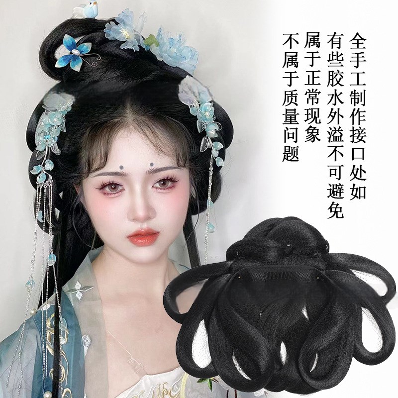 古风后压发髻盘发清冷风古装战国袍发包魏晋风汉服假发头饰一体式
