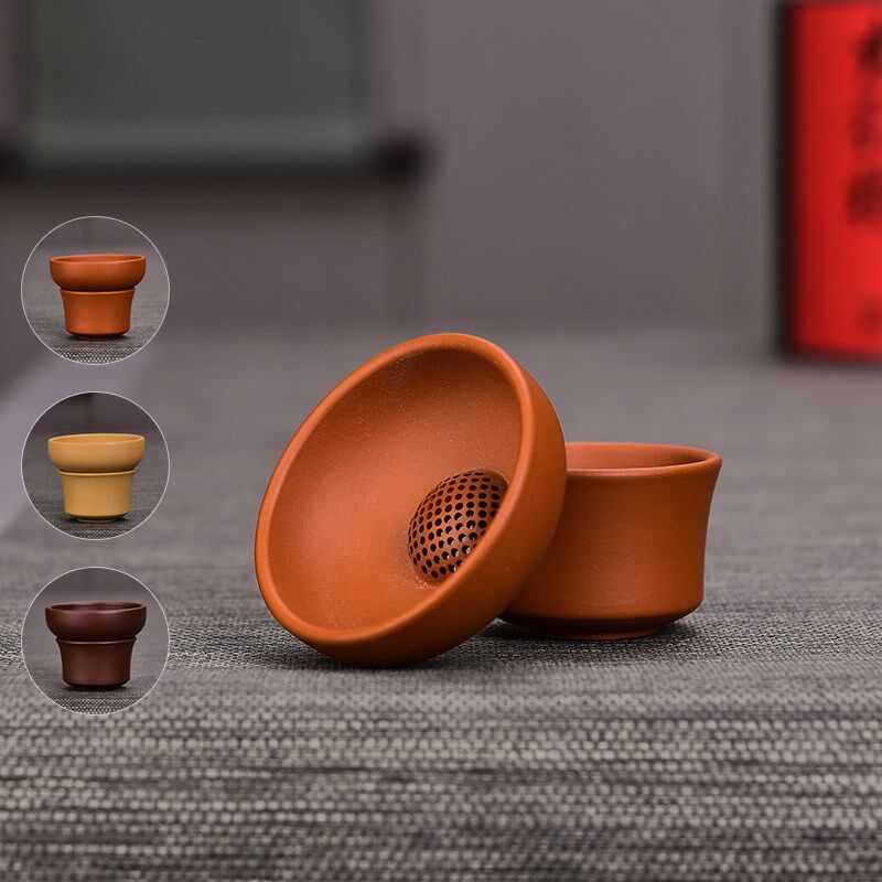 宜兴原矿纯全手工紫砂茶漏滤茶器功夫茶具过滤茶渣网耐热加厚配件