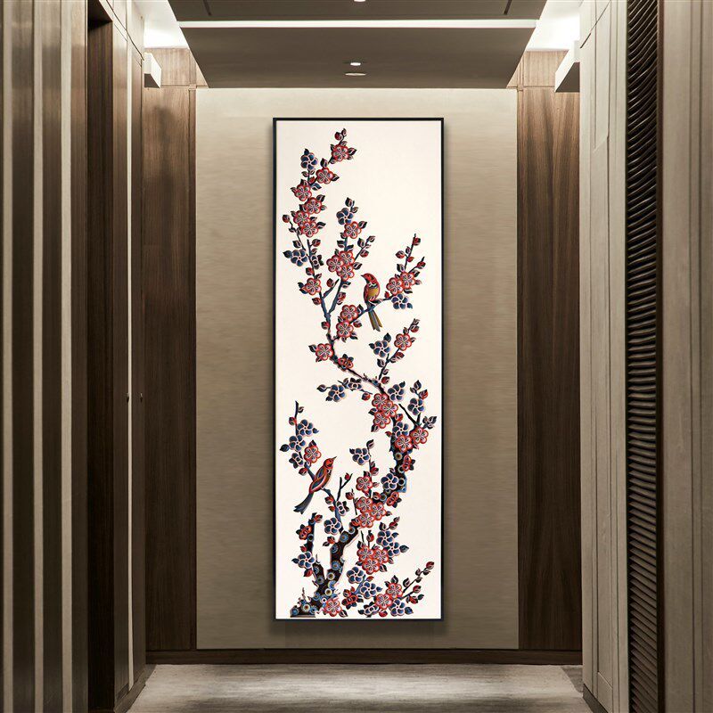 梯木叠雕新中式墙面装饰浮雕木壁画3d立体客厅挂画背景墙装饰创意