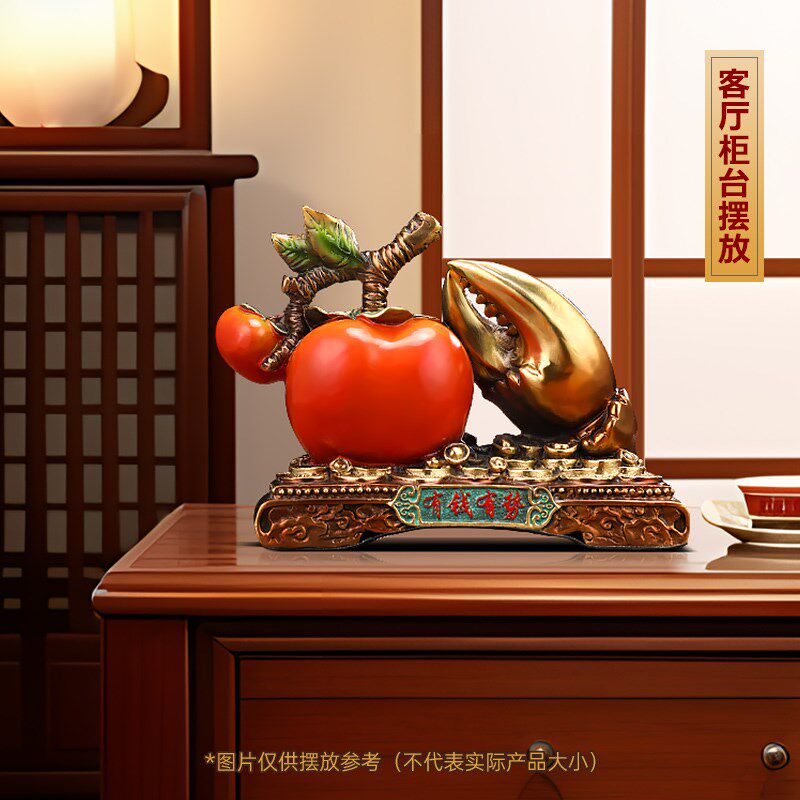 铜柿子摆件有钱有势招财客厅玄关博古架酒柜装饰品搬新家乔迁礼物