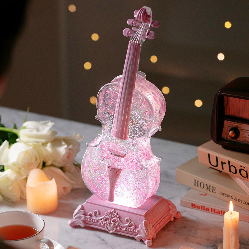 水晶球音乐盒飘雪女童生日礼物女孩儿童摆件八音盒小提琴女生圣诞
