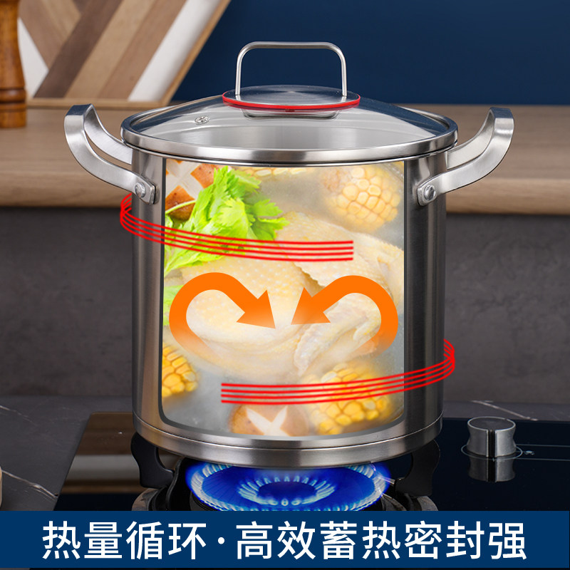 304不锈钢高汤锅加厚加深 家用蒸煮炖大容量煲汤锅电磁炉卤肉高桶
