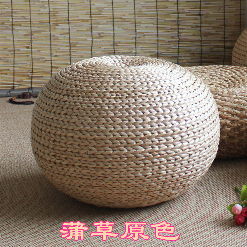 球形圆形草编蒲团加高坐墩客厅凳子日式藤编天然手工编织蒲墩包邮