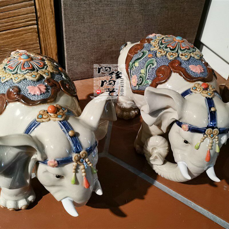 陶瓷工艺品 石湾公仔 招财大象 富贵象