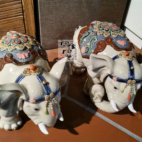陶瓷工艺品 石湾公仔 招财大象 富贵象