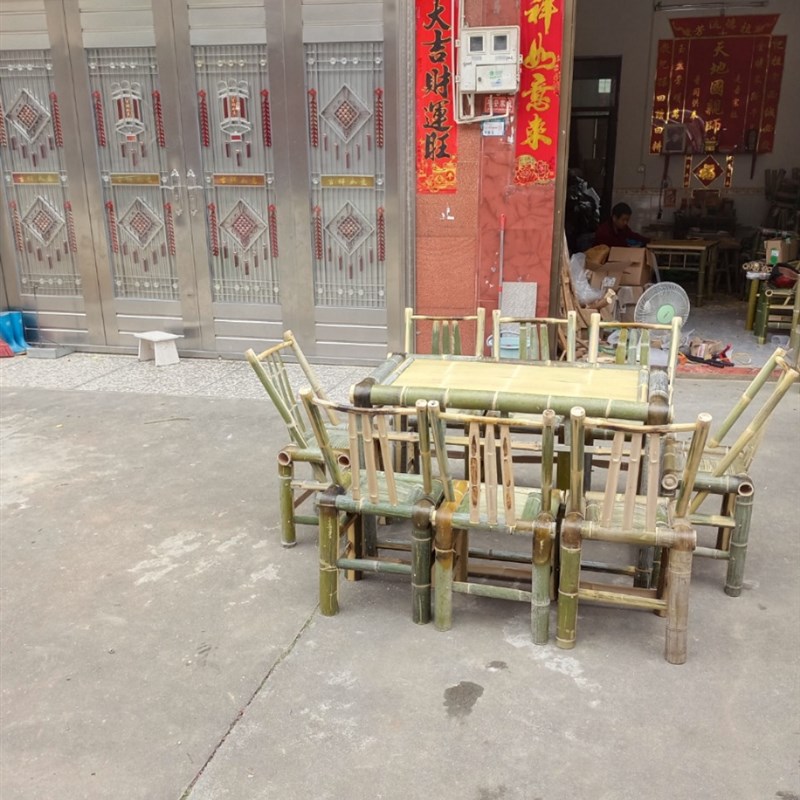 竹制品家具禅意竹餐桌茶桌新中式正方形茶舍竹茶几竹桌子老式