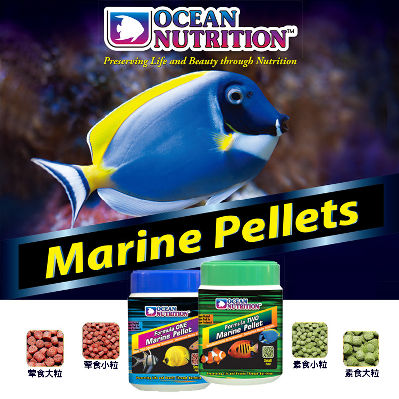 海洋牌鱼粮海水鱼食热带鱼饲料养殖专用小型微粒小颗粒荤素食薄片